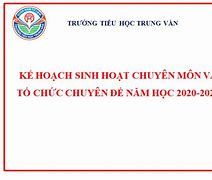 Kế Hoạch Sinh Hoạt Chuyên Môn Cụm Trường Tiểu Học